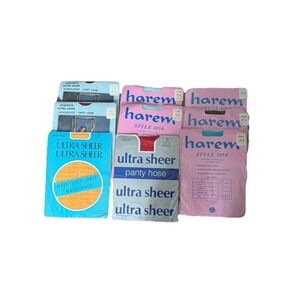 Lot Of 9 Vintage Panty Hose Different Colors Sz Medium Tall Blue Yellow Red More